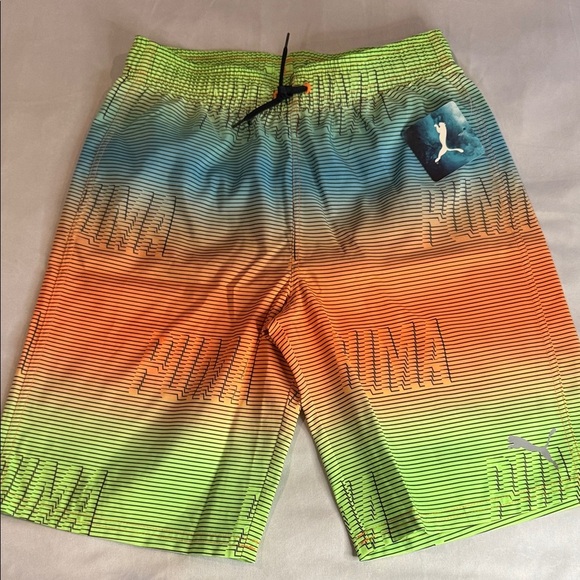 Puma Multicolor Striped Lined Swim Trunks Shorts Boys Size XL - Picture 1 of 13